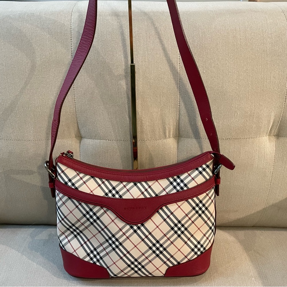 Authentic Burberry Nova Check Leather/Canvas tote.